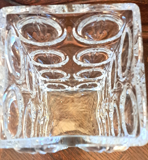 Transparente quadratische Vase aus Kristall Frankreich aus den 1970er Jahren