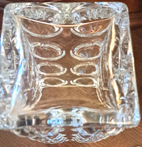 Transparente quadratische Vase aus Kristall Frankreich aus den 1970er Jahren