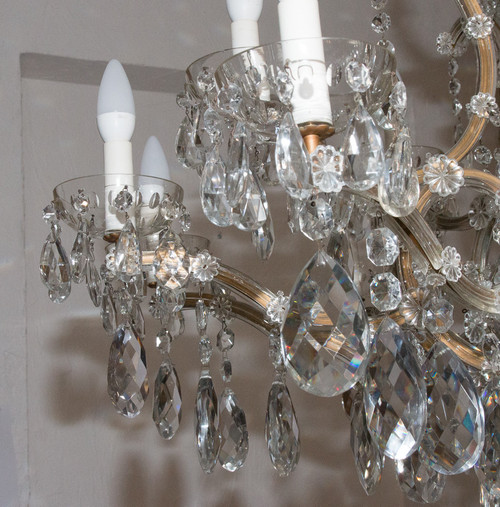 Grande lampadario Marie-Thérèse in cristallo di Boemia anni '20