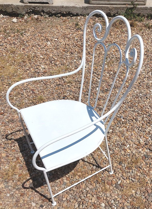 Fauteuil de jardin en fer forgé assise aussi début 1900 