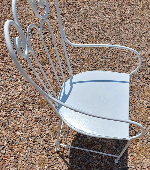 Fauteuil de jardin en fer forgé assise aussi début 1900 
