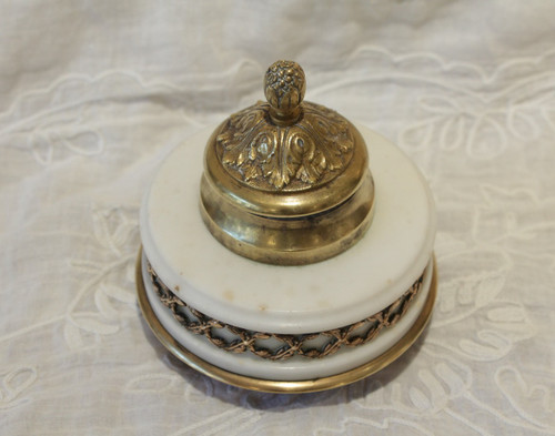Circular Bronze And Marble Inkwell in the Louis XVI Style 19th Century