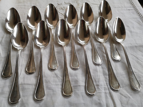 12 couverts de table en argent massif minerve monogramme orfèvre Jean Granvigne mi XIXème