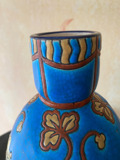 Longwy earthenware vase