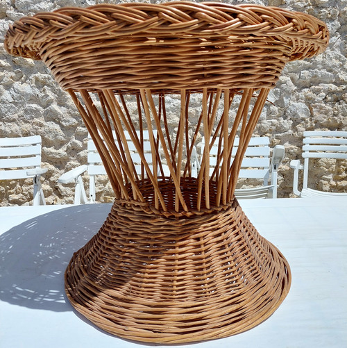 Table basse en rotin dans le gout des ateliers de Marolles année 50 ou 60 