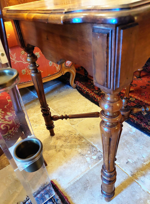 Walnut desk table with 1 drawer Napoleon 3 period