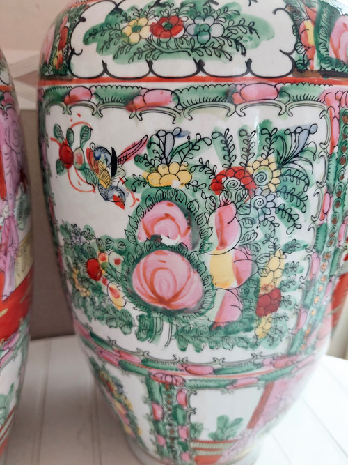 Paar Vasen aus chinesischem Macau-Porzellan Ende 19.