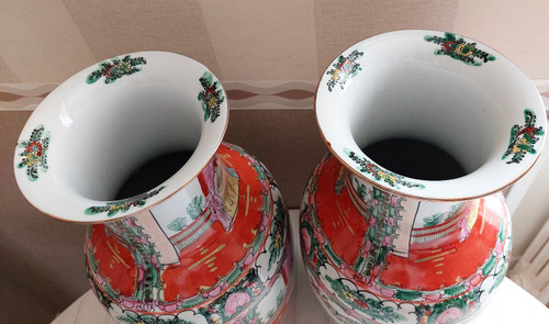 Paar Vasen aus chinesischem Macau-Porzellan Ende 19.
