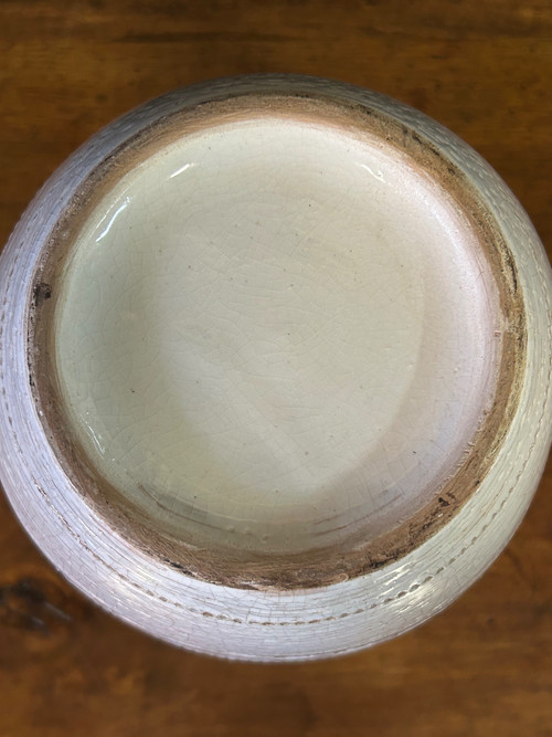 Jean Besnard ( 1889-1958) D'après, Vase à Glaçure Craquelée à Motif Géométrique About 1940
