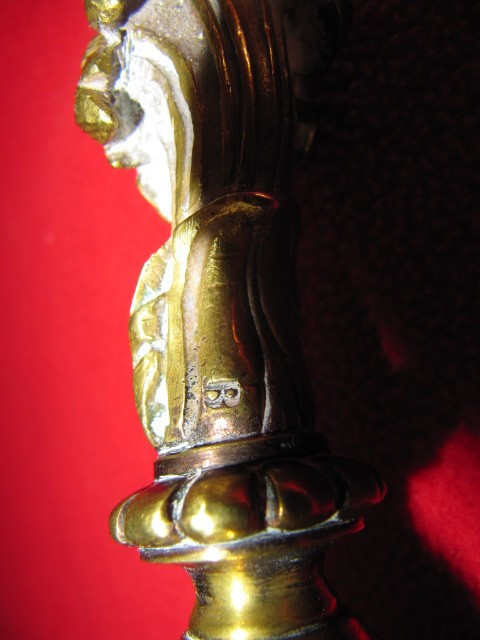 Campana da caccia in bronzo del XIX secolo con testa di lupo