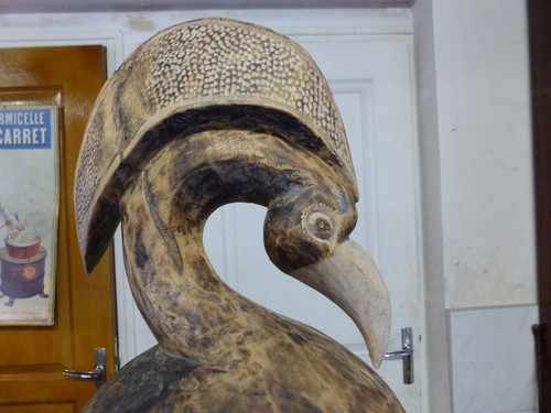Scultura africana di uccello senoufo calao cote d'ivoire in legno inizio XX secolo