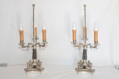Coppia Di Lampade Bottiglie Dell'Acqua Calda Periodo Restauro