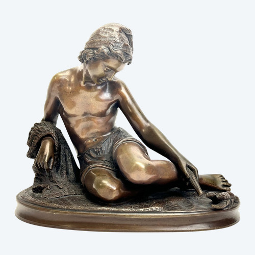 Figura in bronzo di pescatore napoletano nello stile di François Rude