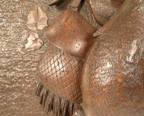 Trofeo di caccia della Foresta Nera Scultura in legno intagliato Pernice di camoscio XIX secolo