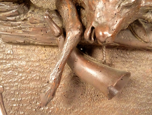 Trofeo di caccia della Foresta Nera Scultura in legno intagliato Pernice di camoscio XIX secolo