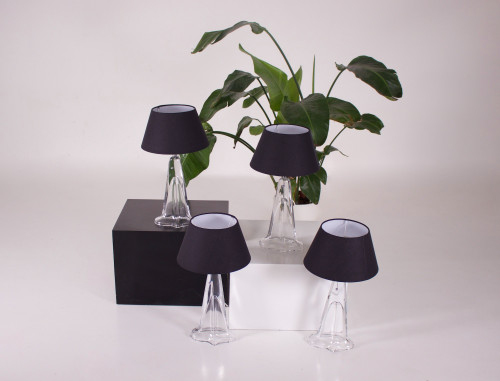 Floor lamps in transparent half crystal.