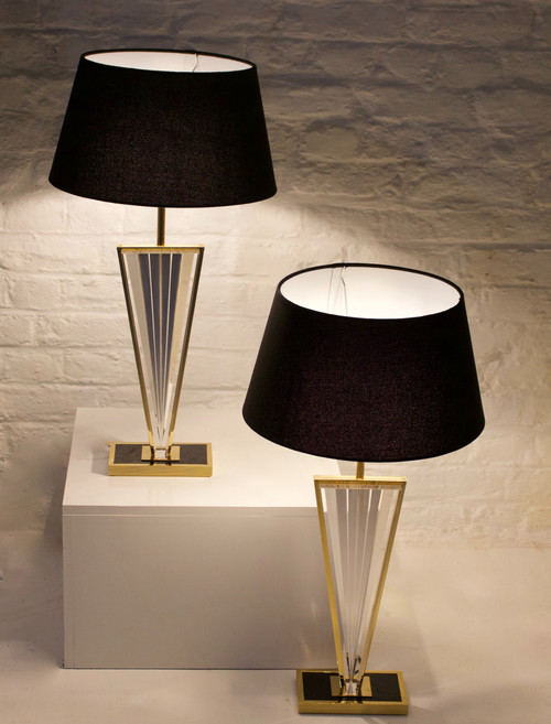 Paire lampes hautes plexiglas, Hollywood Regency