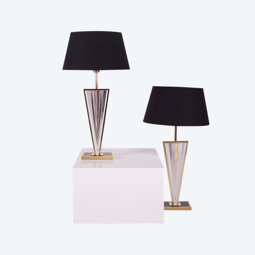 Paire lampes hautes plexiglas, Hollywood Regency
