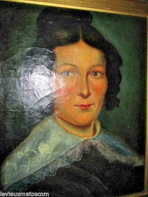 Framed oil painting on canvas portrait of a noble woman from the end of the 19th century