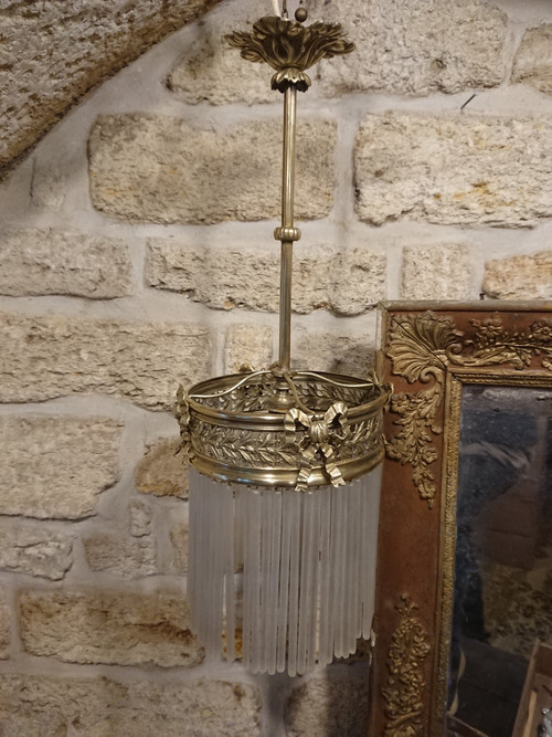 Bronzene Pendelleuchte und Sie sind in Art-Deco-Glas