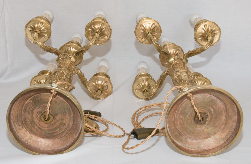 Paar vergoldete Bronzeleuchter aus der Zeit Napoleons III