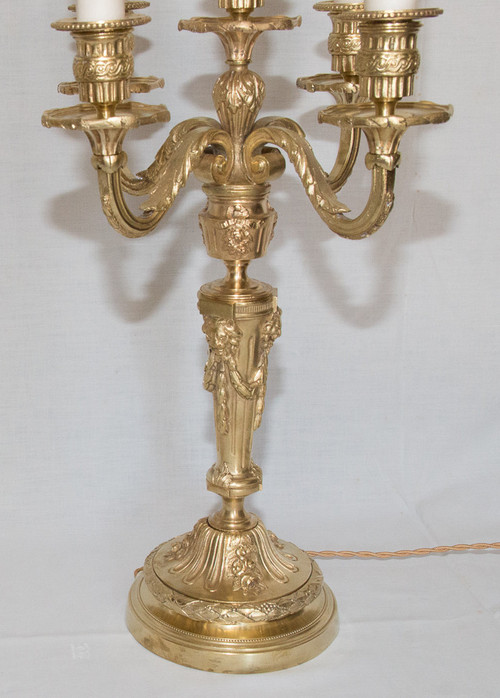Paar vergoldete Bronzeleuchter aus der Zeit Napoleons III