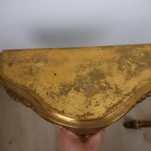 Coppia di consolle da parete dorate in stile veneziano