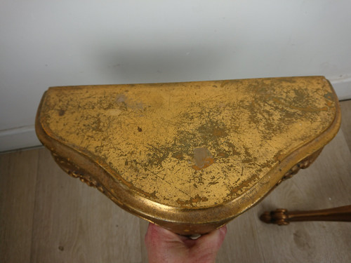 Coppia di consolle da parete dorate in stile veneziano