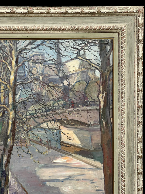 GROSSES GEMÄLDE / ÖL AUF LEINWAND DATIERT 1965 / „QUAI DE MONTEBELLO IN PARIS“