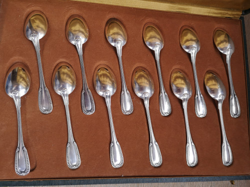 12 mocha spoons in solid silver neck brace goldsmith Emile Prost