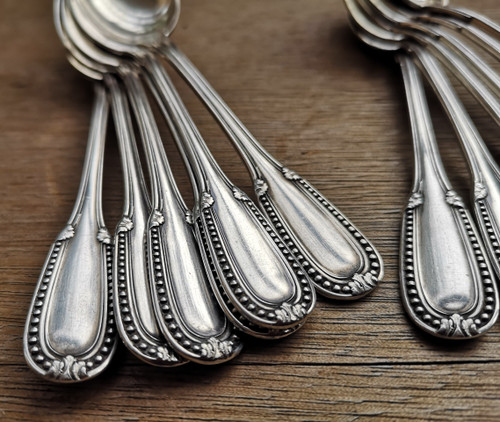 12 mocha spoons in solid silver neck brace goldsmith Emile Prost