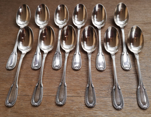 12 mocha spoons in solid silver neck brace goldsmith Emile Prost