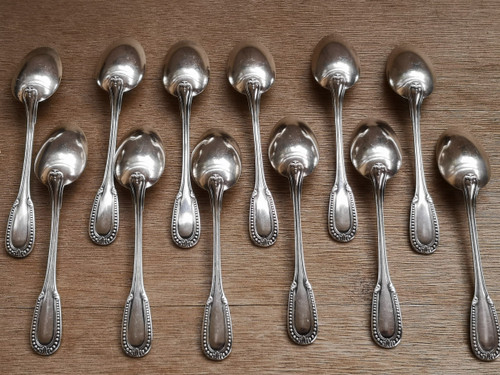 12 mocha spoons in solid silver neck brace goldsmith Emile Prost