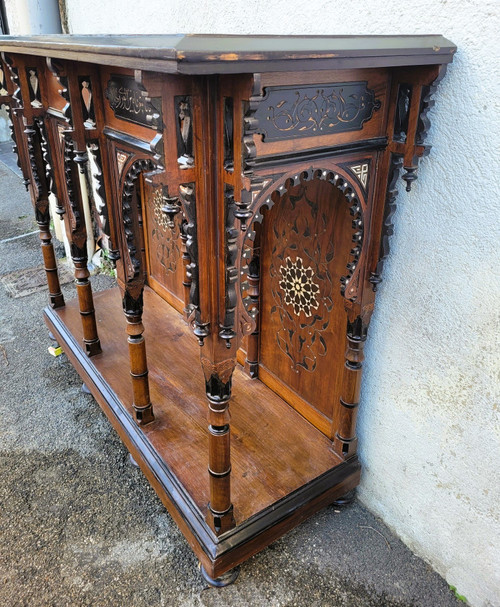 G Parvis, Console + Miroir En Marqueterie, XIXème Siècle
