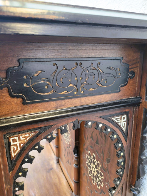 G Parvis, Console + Miroir En Marqueterie, XIXème Siècle