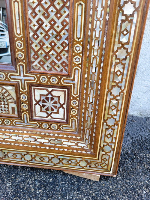 Grand Miroir Oriental En Marqueterie, XXème Siècle