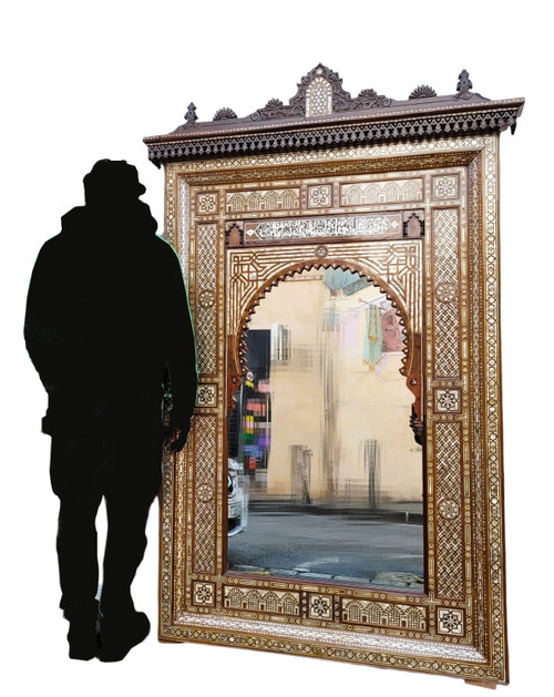 Grand Miroir Oriental En Marqueterie, XXème Siècle