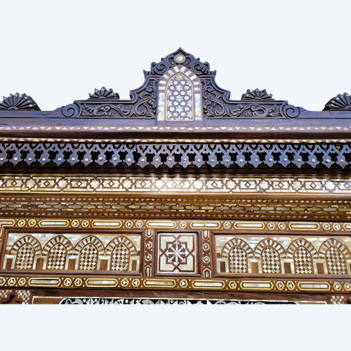 Grand Miroir Oriental En Marqueterie, XXème Siècle