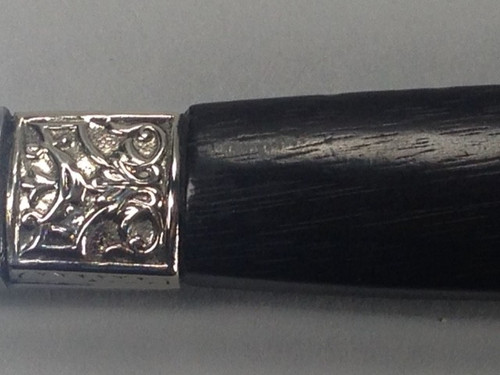12 Table knives black handle with silver ferrules