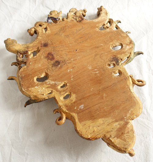 Carved wooden stoup, gilded with gold leaf and silvered, Louis XV period - 18th century