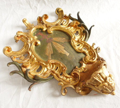 Carved wooden stoup, gilded with gold leaf and silvered, Louis XV period - 18th century