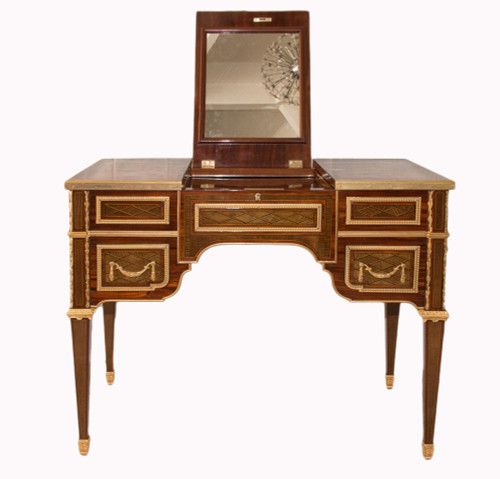 Coiffeuse Style Louis XVI En Marqueterie époque Fin XIXe