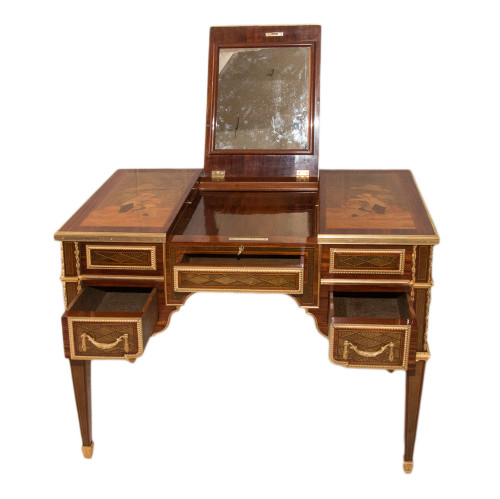 Coiffeuse Style Louis XVI En Marqueterie époque Fin XIXe