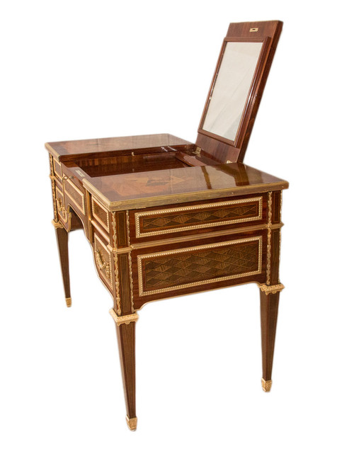 Coiffeuse Style Louis XVI En Marqueterie époque Fin XIXe