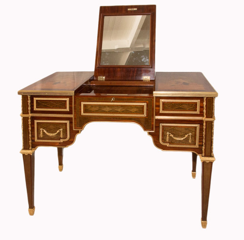 Coiffeuse Style Louis XVI En Marqueterie époque Fin XIXe