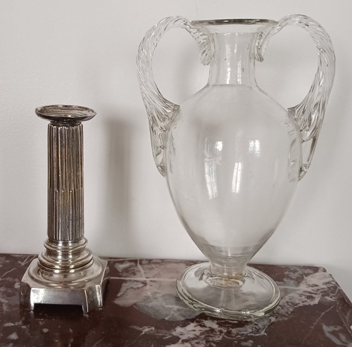 Fine XVIII secolo - grande vaso a balaustro neoclassico in vetro soffiato - Luigi XVI