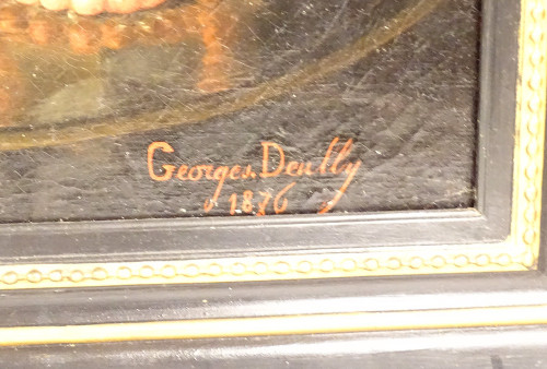 Große HST Georges Deully Stillleben Pfingstrosen Vase Schmuckschatulle 1876