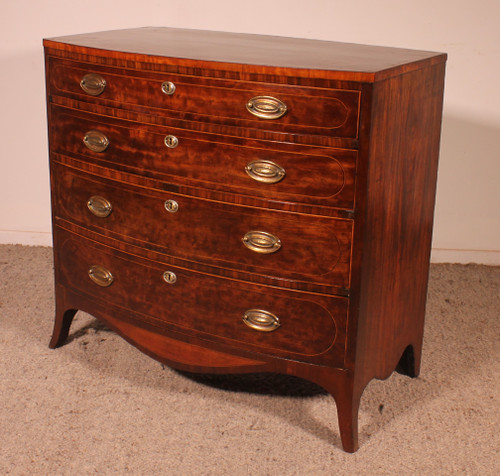Commode En Acajou Et Incrustations -18 siècle