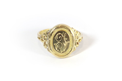 Anello con sigillo segreto "I" in oro 18k, anello con sigillo, anello per uomo e donna, anello di apertura, 