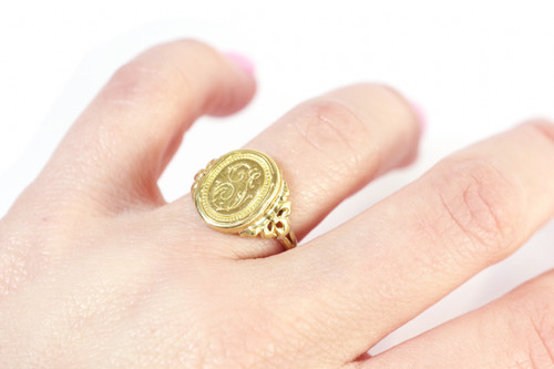 Anello con sigillo segreto "I" in oro 18k, anello con sigillo, anello per uomo e donna, anello di apertura, 